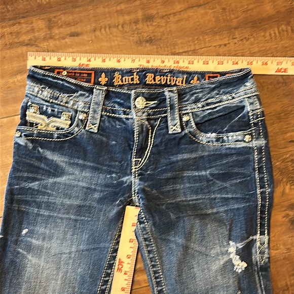 Rock Revival Paula Bootcut Jeans embellished buttons size 28 - Picture 12 of 14